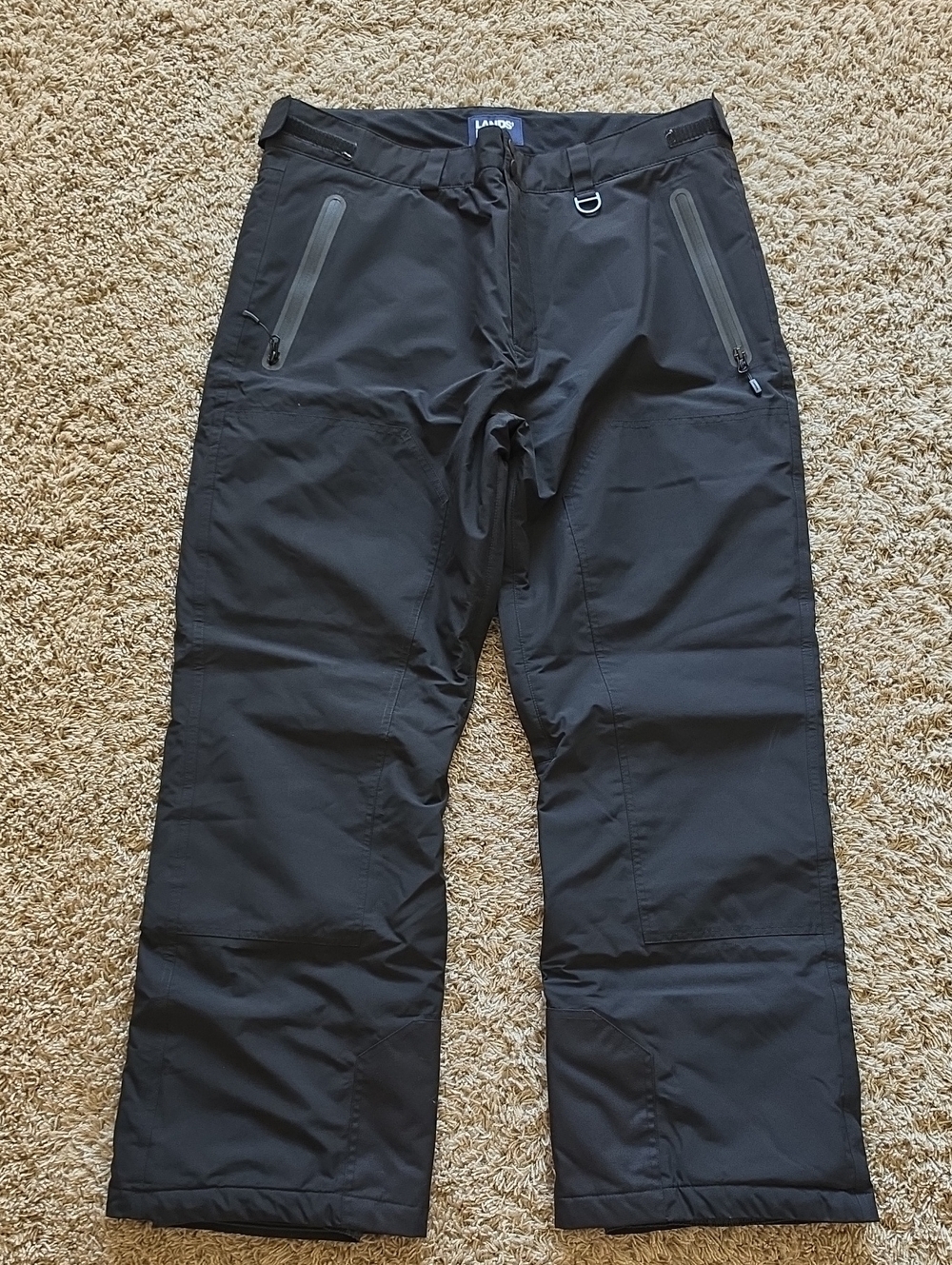 Black Men's Waterproof Ski Pants Lands End Large